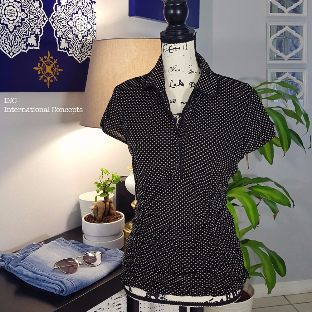 INC Ruched, Collared Blouse